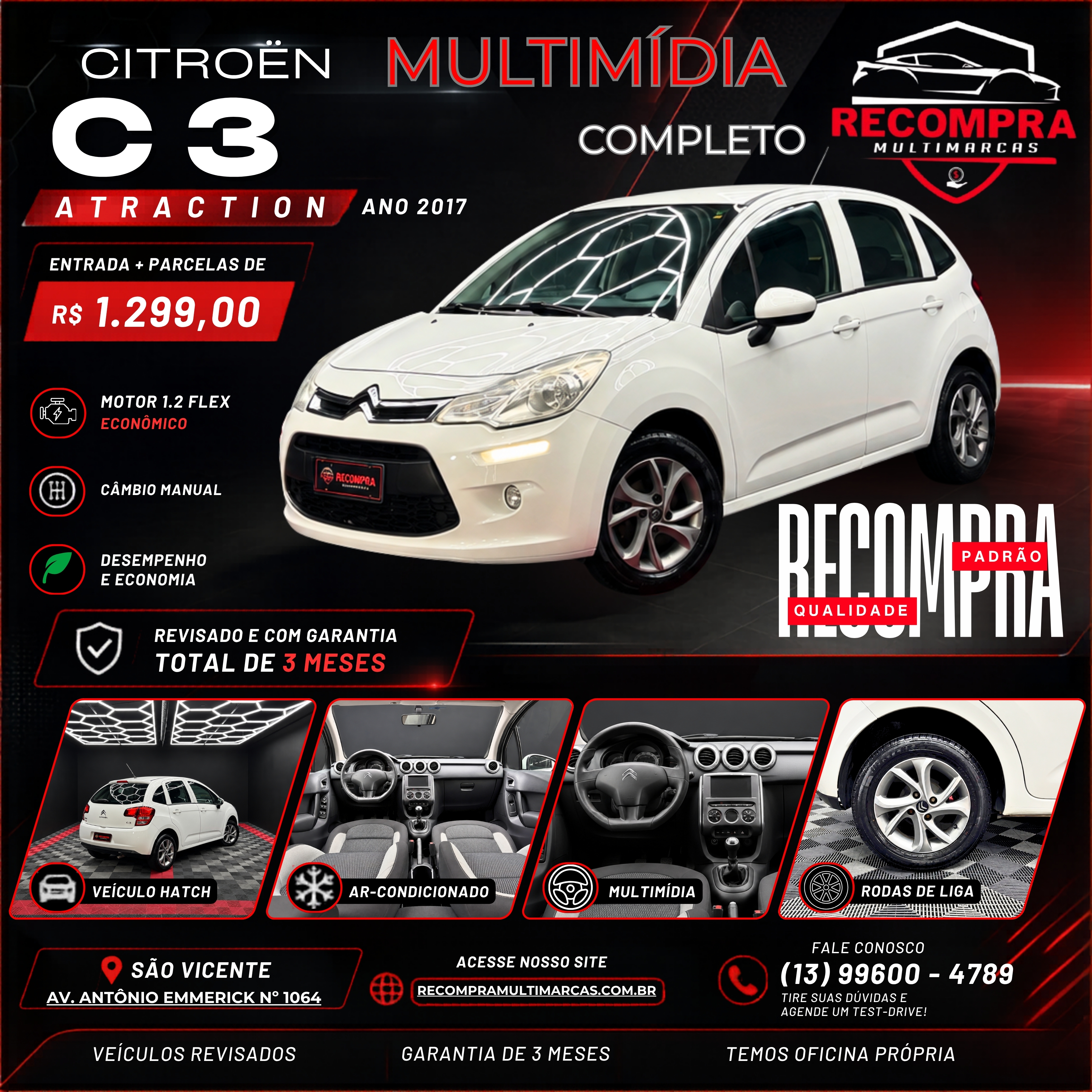 🔥 CITROËN C3 ATTRACTION 1.2 PURETECH — COMPLETO, ECONÔMICO E CONFORTÁVEL! 🔥